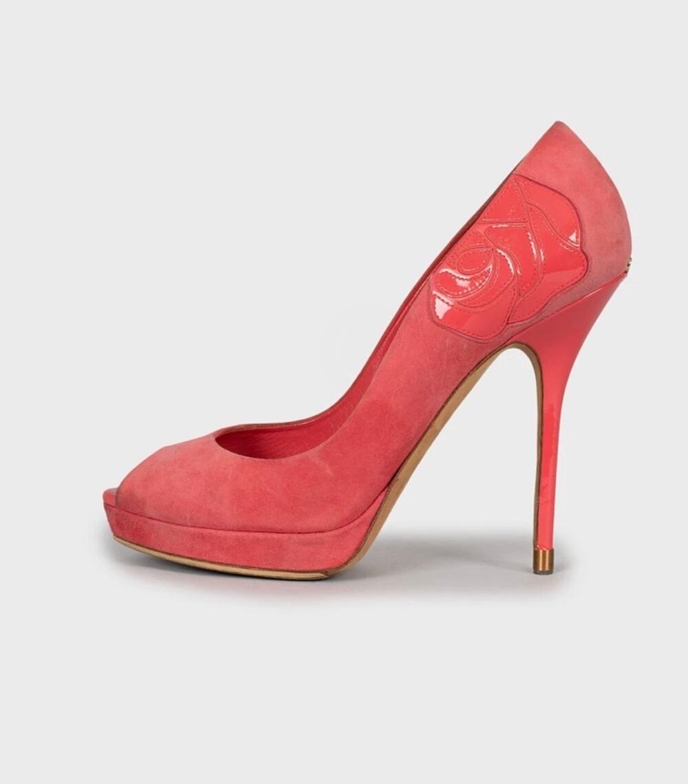 Christian Dior Pink Suede Open Toe Stiletto Pumps Sz.39
